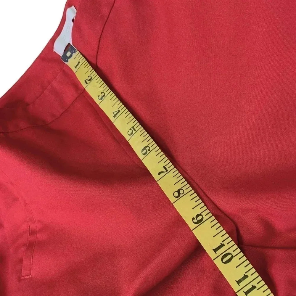 Chico's Red Cropped Chino Casual Pants Women Size L/14 Folded Cuff Straight Leg - Picture 13 of 16